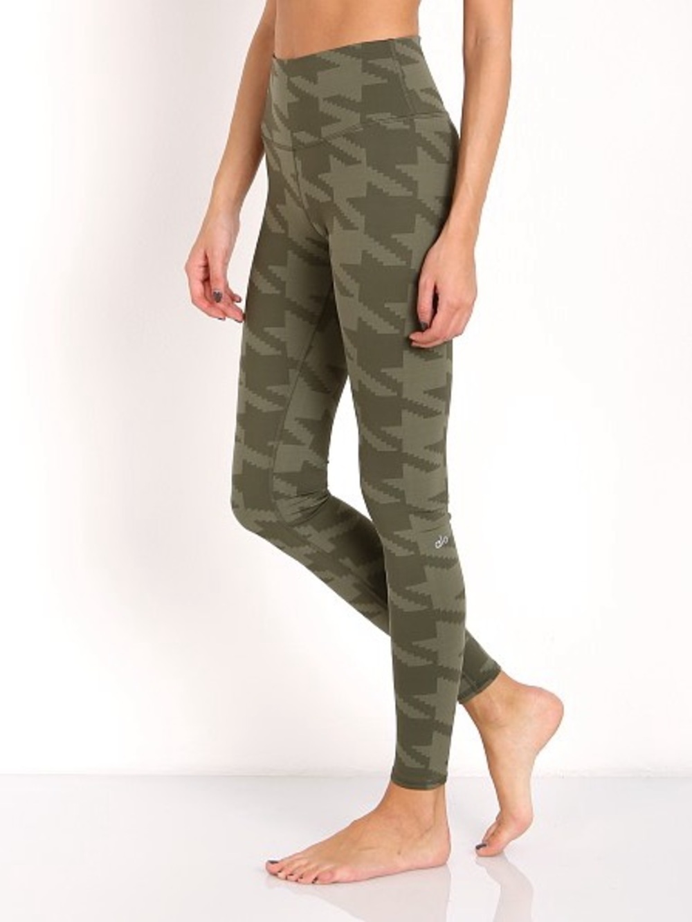 Alo High Waist Airbrush Legging Jungle Houndstooth Green Size Small